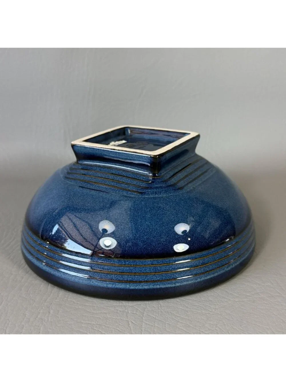 Vintage FS Cobalt Blue Ceramic Bowl Ribbed Rice Soup Cereal Studio Stoneware